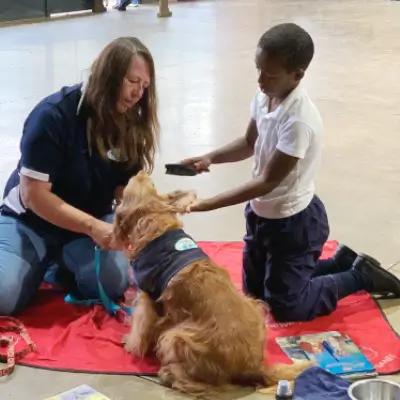 Angel Paws Therapy Dog with a learner