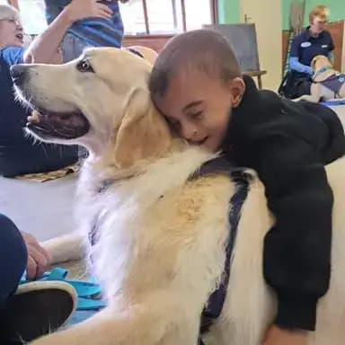 Angel Paws Therapy dog at a school